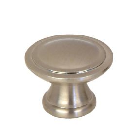 Satin Zinc alloy Nickel effect Round Cabinet Knob (Dia)34.3mm