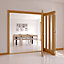 Saxton Vertical 3 panel 3 Lite Frosted Glazed Oak veneer Internal Tri-fold Door set, (H)2035mm (W)2374mm