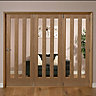 Saxton Vertical 3 panel 3 Lite Glazed Oak veneer Internal Tri-fold Door set, (H)2035mm (W)2146mm