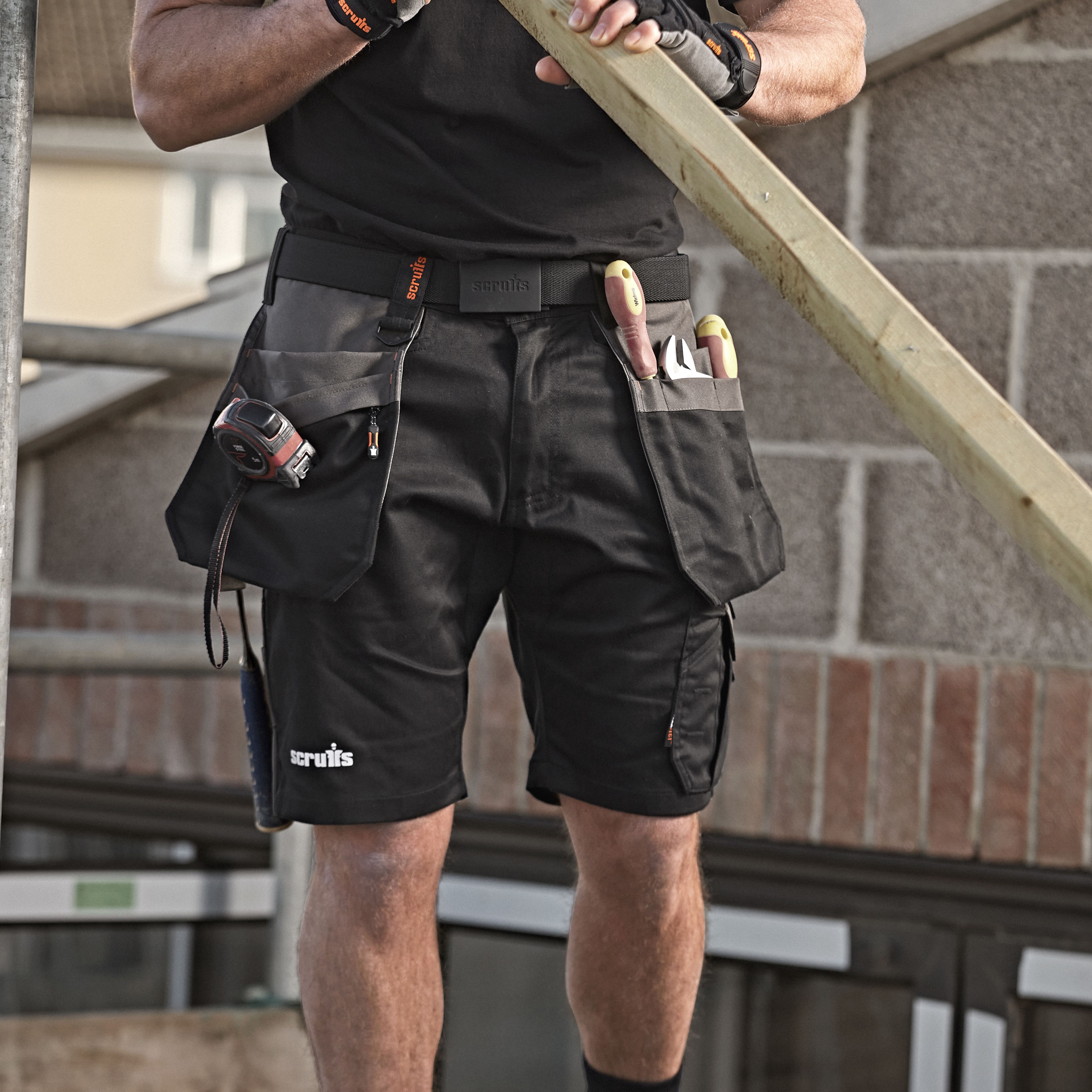 Scruffs Worker plus Black Men's Shorts W38"