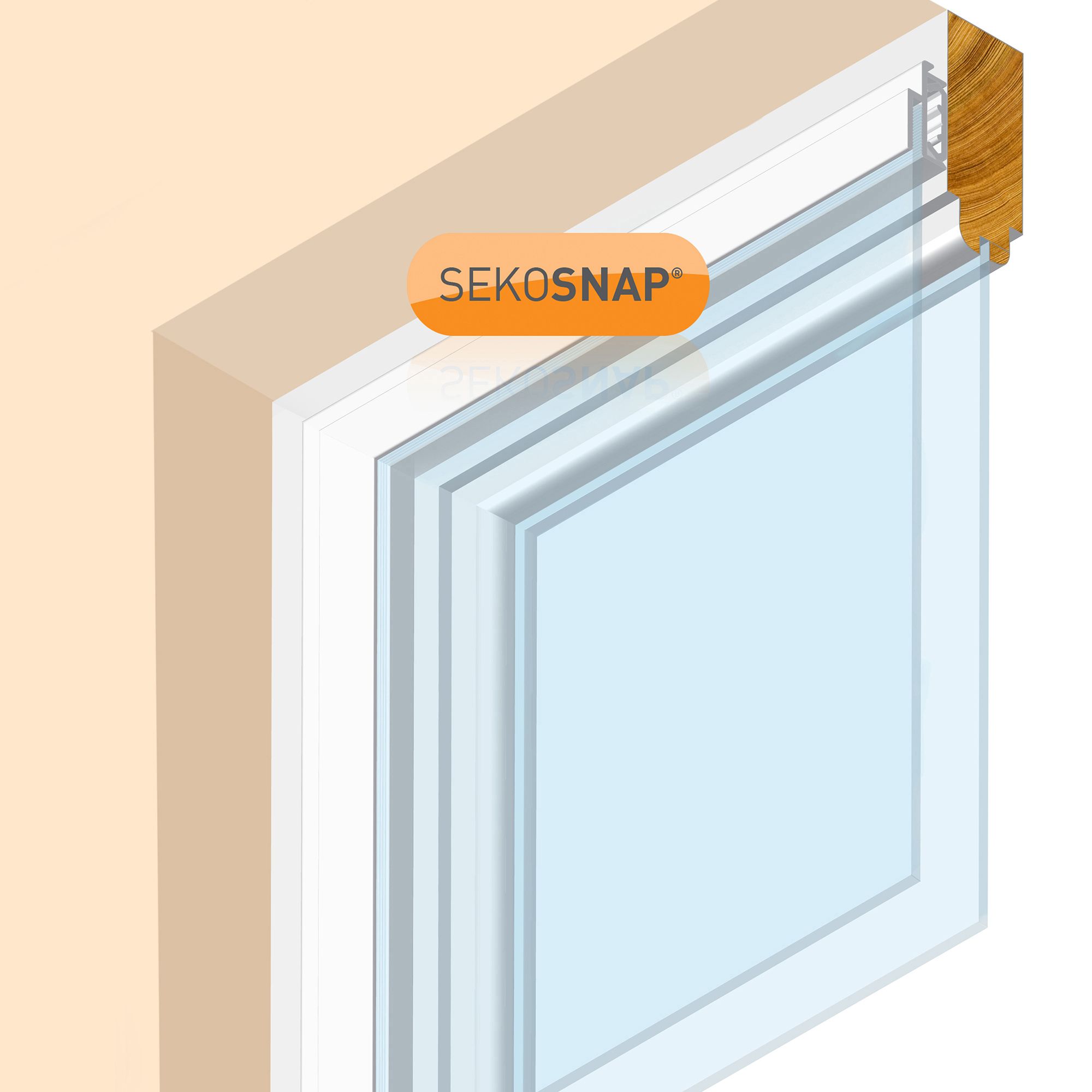 SekoSnap White Aluminium Glazing bar, (L)2m (W)26mm (T)14mm