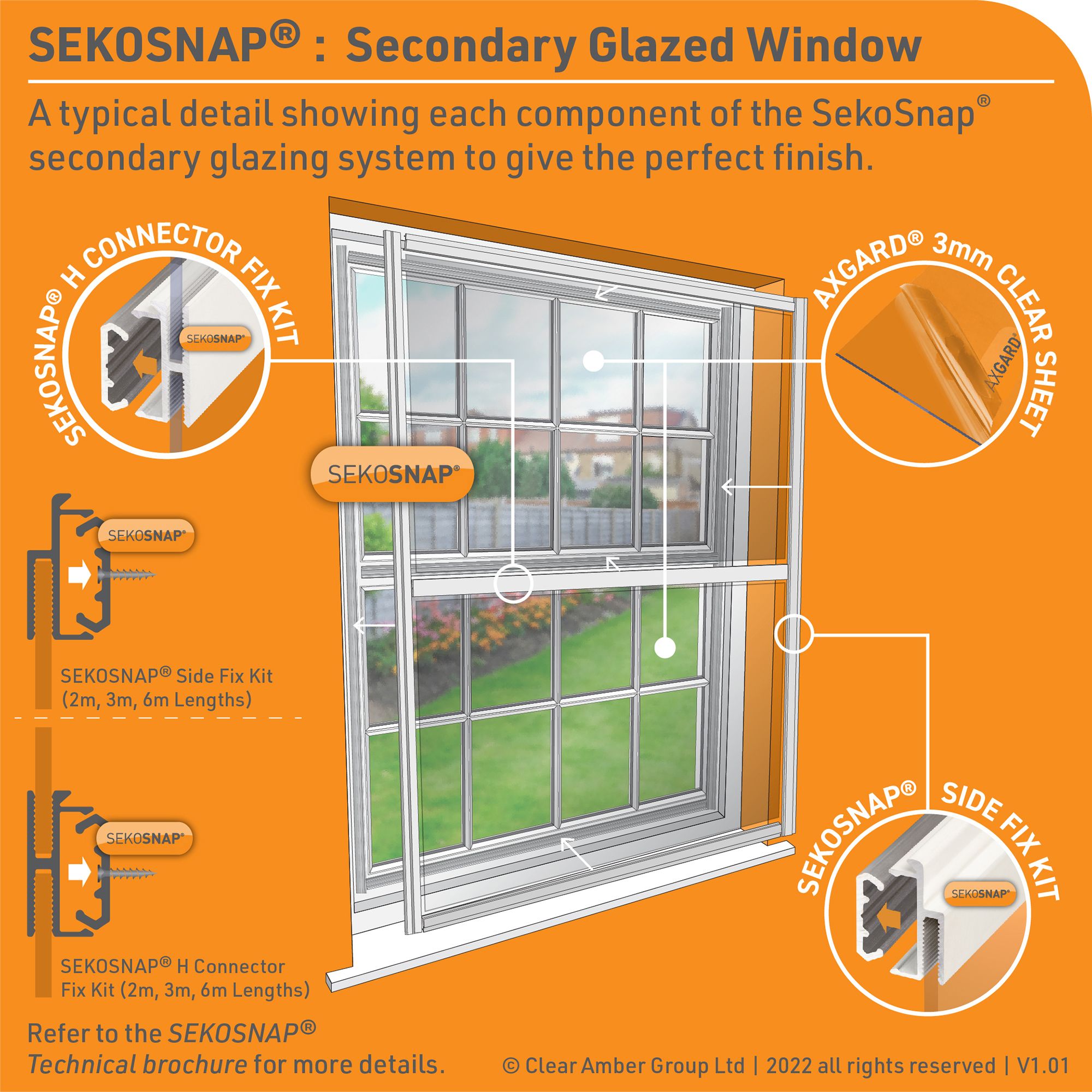 SekoSnap White Aluminium Glazing bar, (L)2m (W)26mm (T)14mm