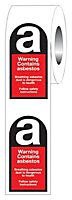 Self-adhesive Warning contains abestos Self-adhesive labels, (H)52mm (W)26mm