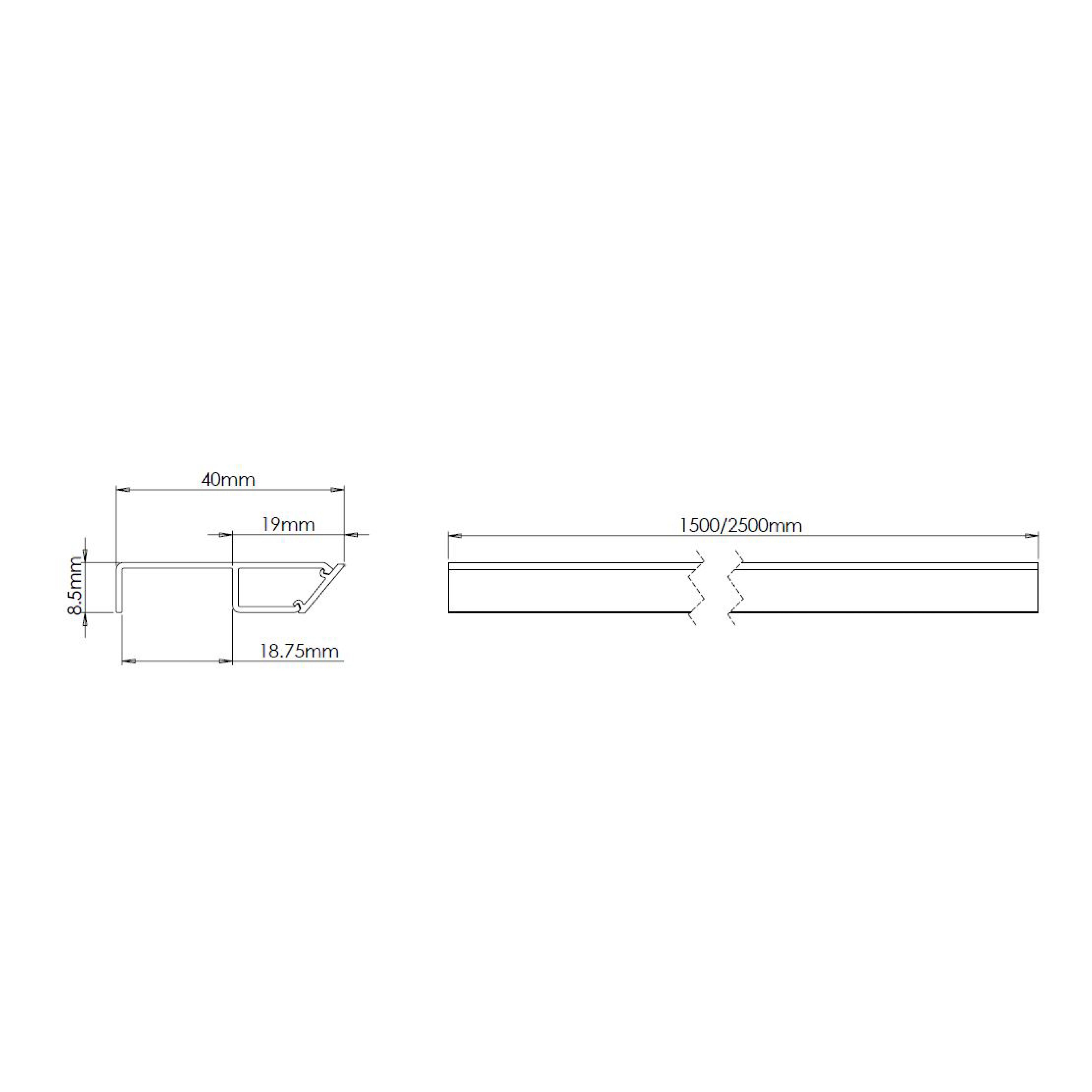 Sensio Accent Surface-mounted Plinth Profile (L)2500mm (W)40mm