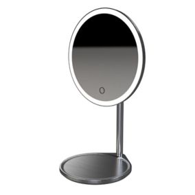 Sensio Clara Silver effect Round Freestanding Bathroom & WC Illuminated Bathroom mirror (H)35.5cm (W)21cm