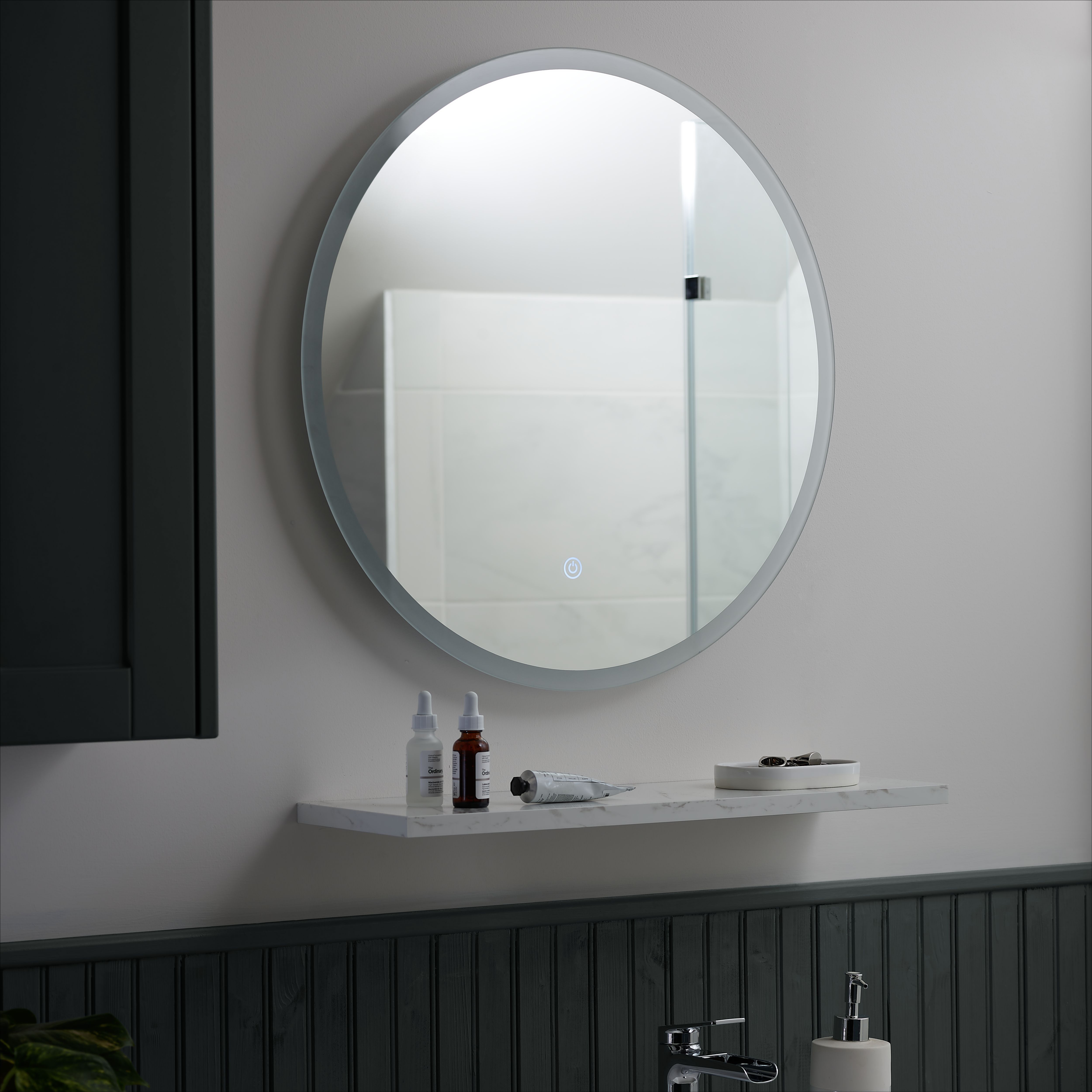 Sensio Como Round Wall mounted Bathroom Illuminated Colour changing mirror H 60cm W 60cm Tradepoint