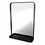 Sensio Elm Matt Black Rectangular Wall-mounted Bathroom & WC Mirror (H)70cm (W)50cm