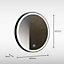 Sensio Frontier Black Circular Wall-mounted Bathroom Illuminated mirror (H)60cm (W)60cm