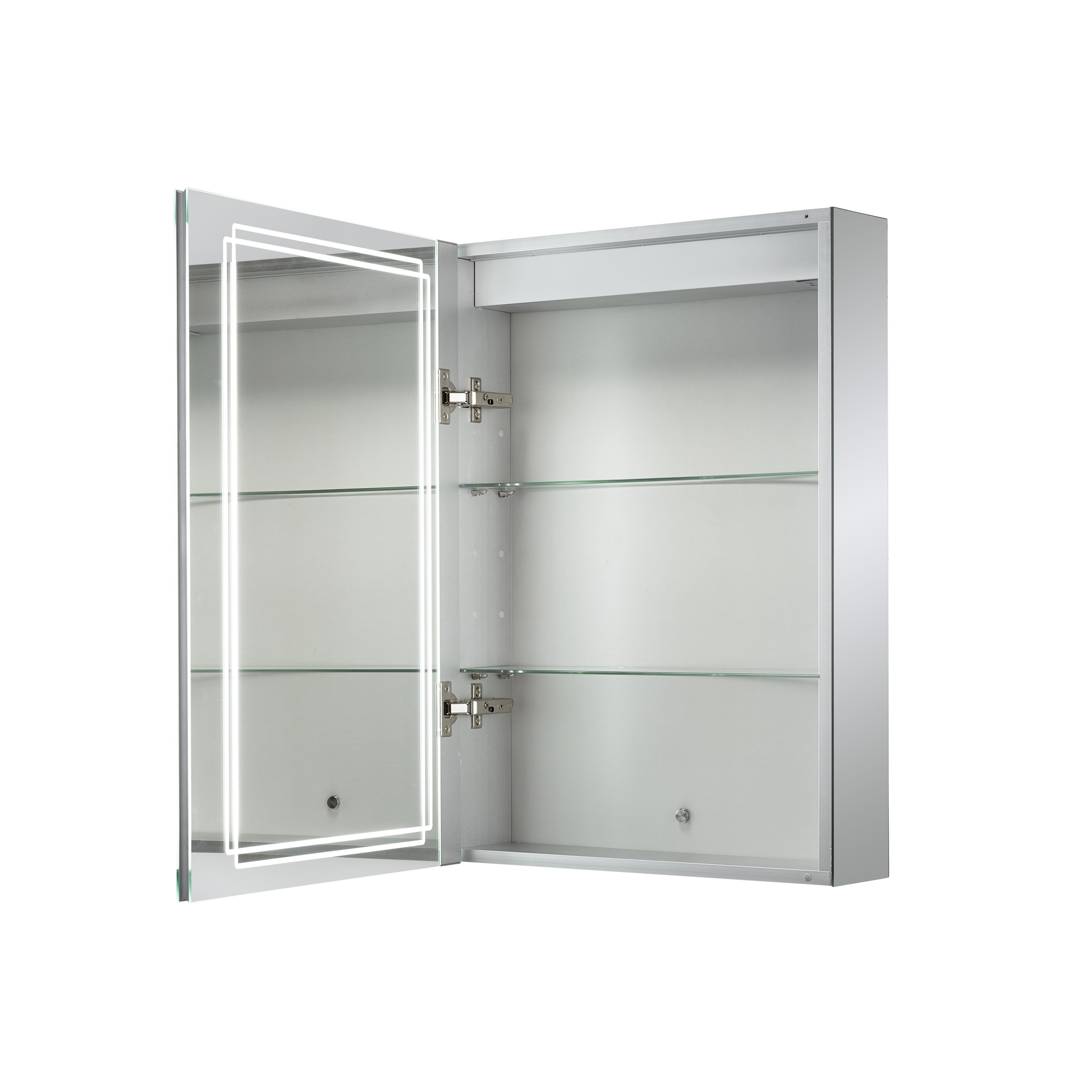 Sensio Harlow Wall-mounted Illuminated Mirrored Bathroom Cabinet with shaver socket (W)500mm (H)700mm