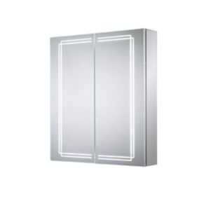 Sensio Harlow Wall-mounted Illuminated Mirrored Bathroom Cabinet with shaver socket (W)600mm (H)700mm