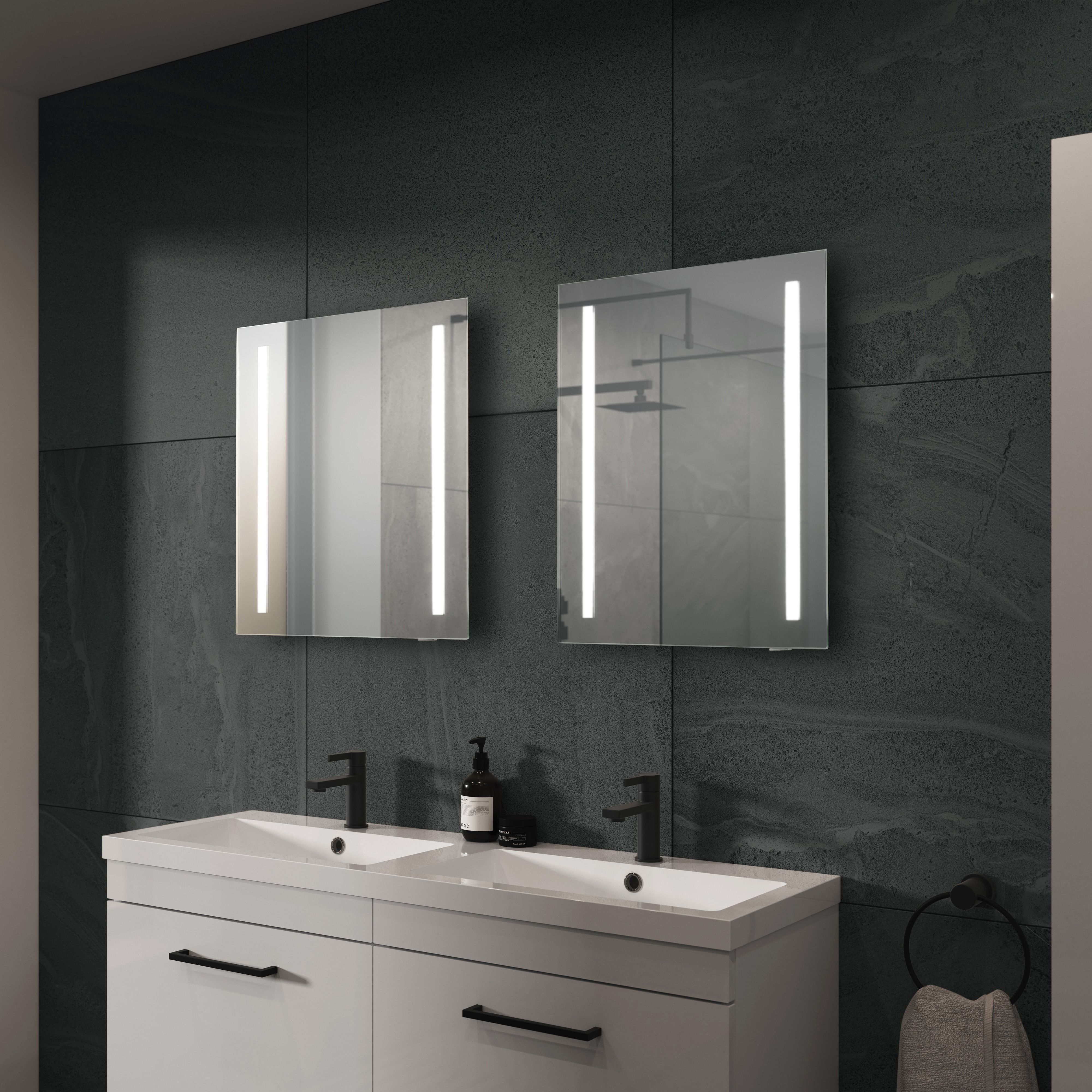 Sensio Isla Rectangular Wall-mounted Bathroom Illuminated Bathroom mirror (H)50cm (W)39cm