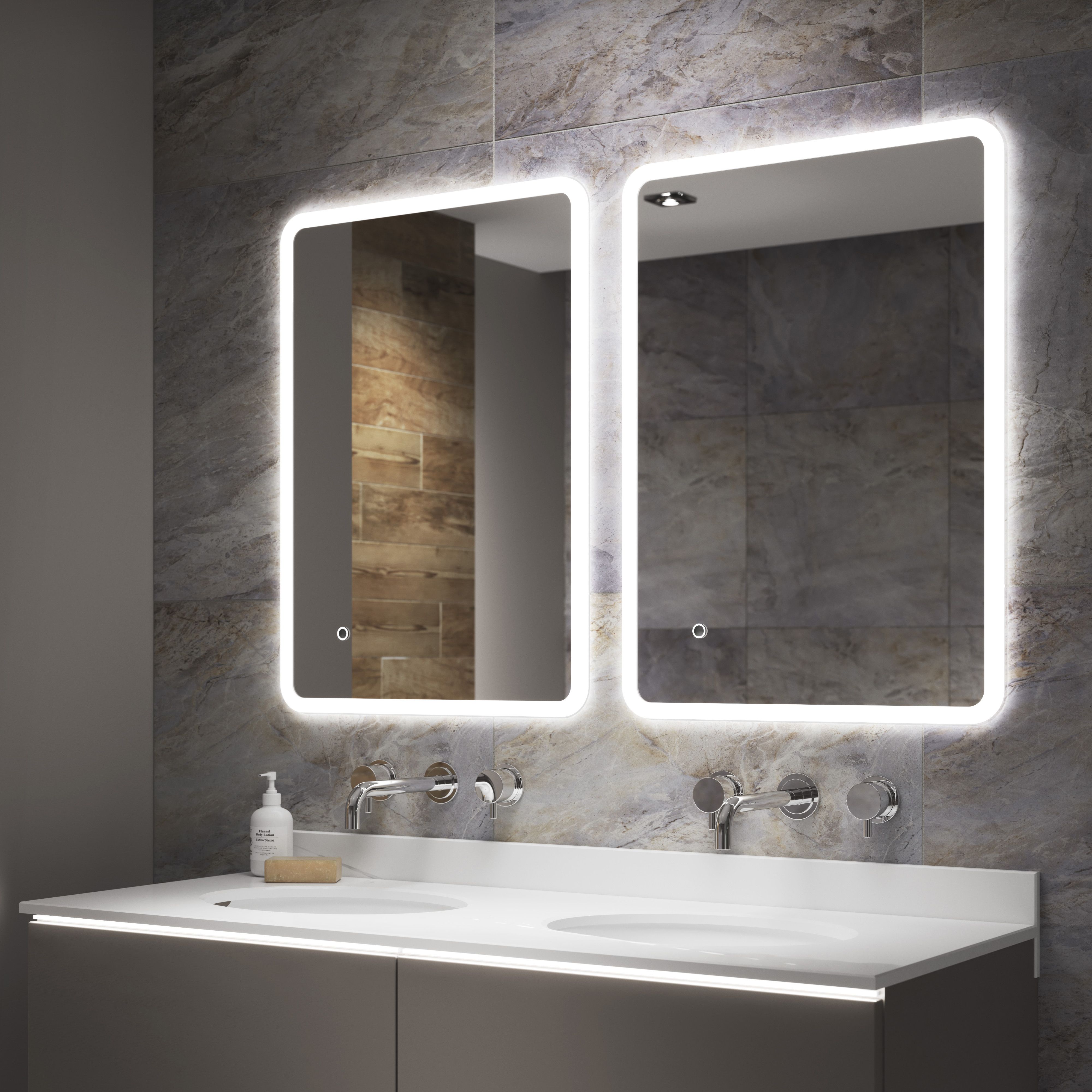 Sensio Libra Rectangular Wall-mounted Bathroom Illuminated Colour-changing mirror (H)80cm (W)60cm