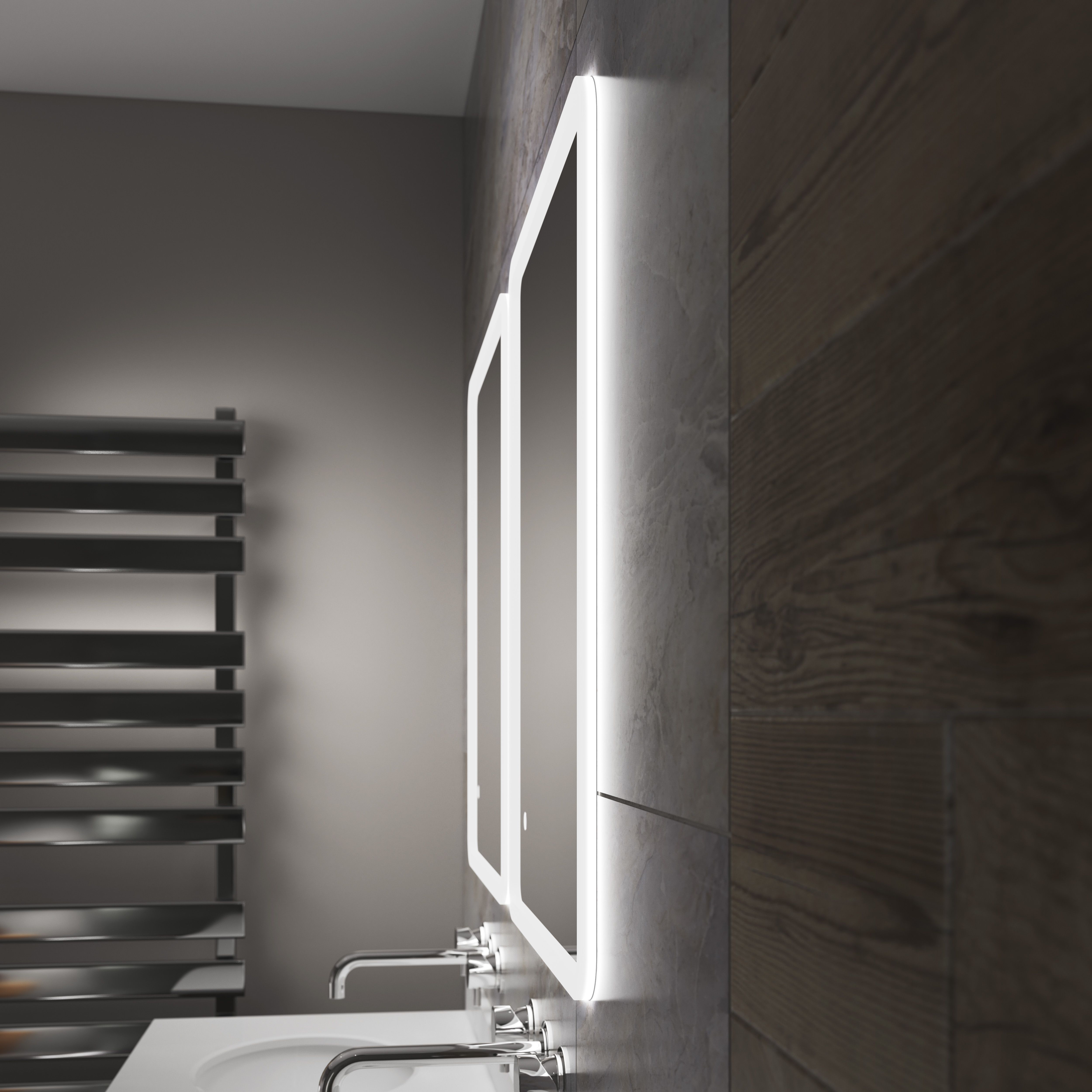 Sensio Libra Rectangular Wall-mounted Bathroom Illuminated Colour-changing mirror (H)80cm (W)60cm