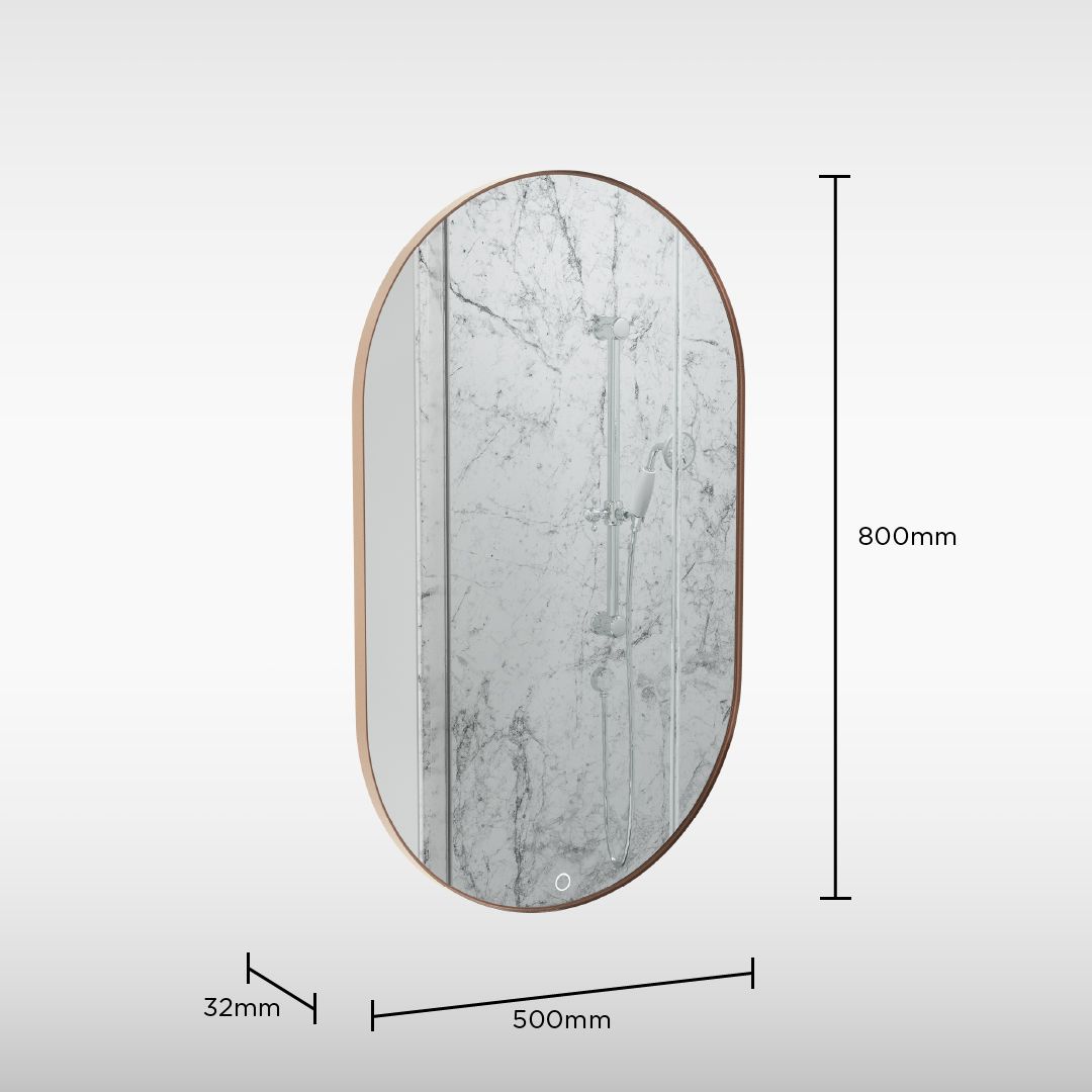 Sensio Nebula Bronze effect Oval Wall-mounted Bathroom Illuminated mirror (H)80cm (W)50cm