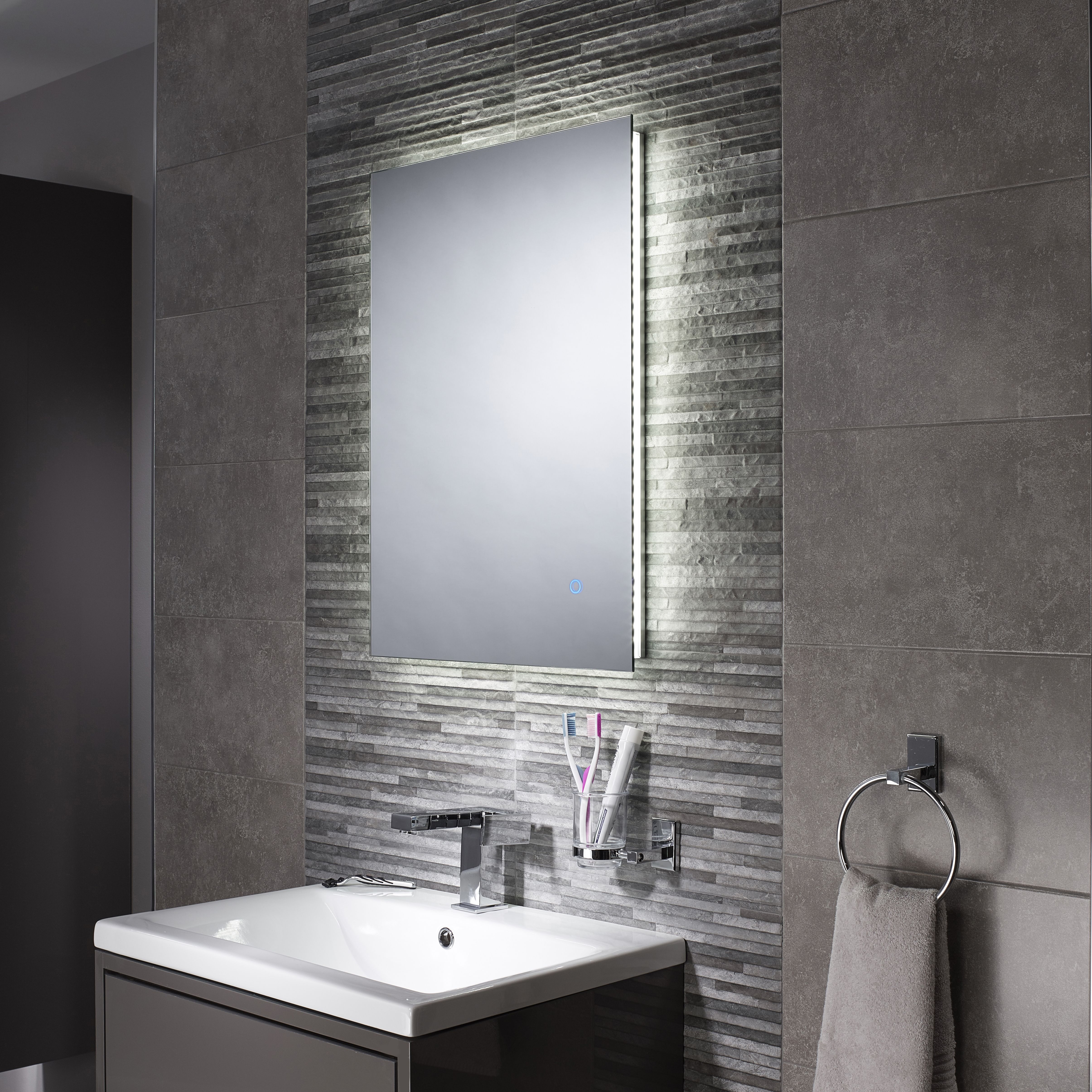 Sensio Serenity Rectangular Wall mounted Bathroom Illuminated Bathroom mirror H 70cm W 50cm Tradepoint