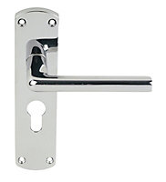 Serozzetta Polished Chrome effect Euro Lock Door handle (L)109mm, Pack