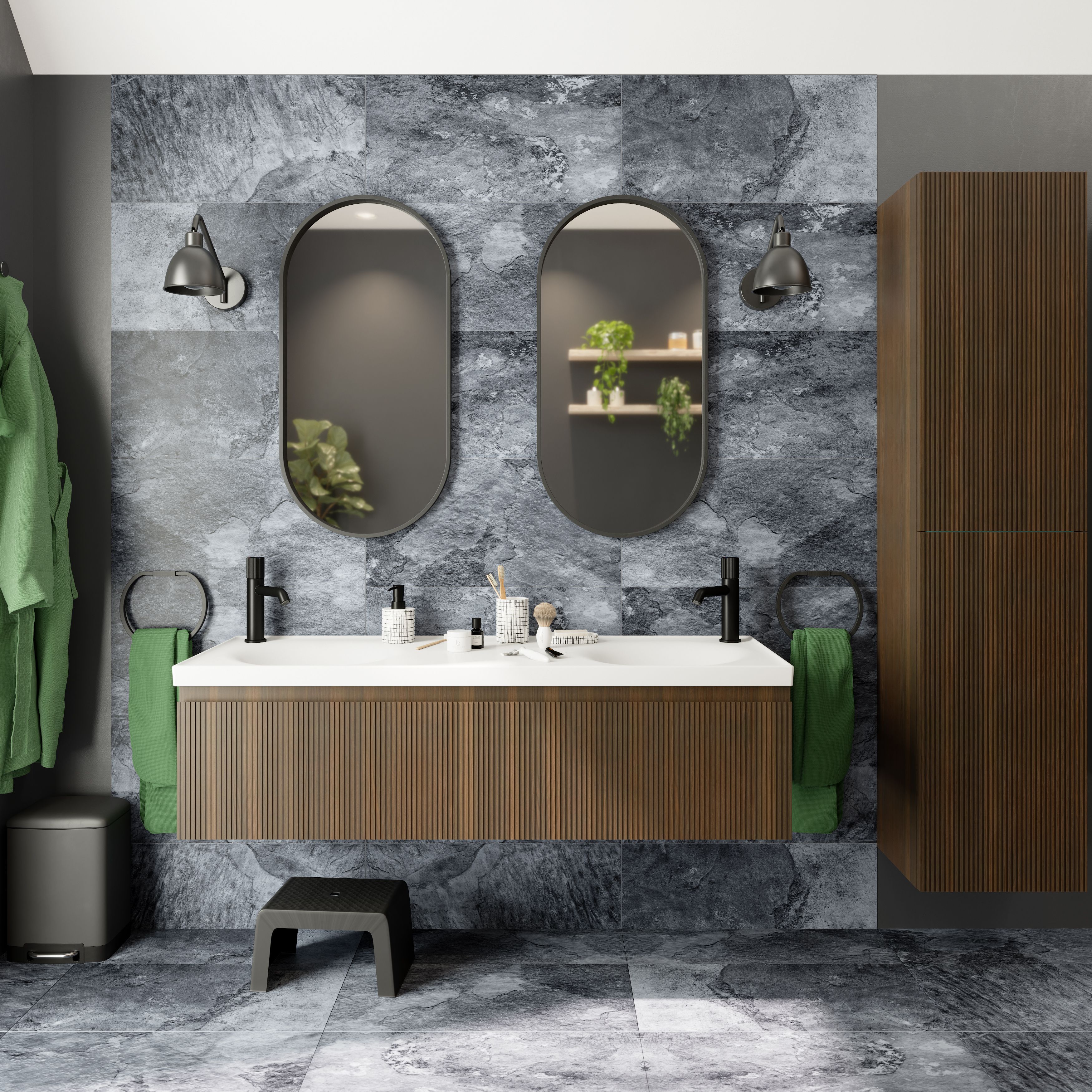 Shaded slate Anthracite Matt Porcelain Indoor Wall & floor Tile, Pack of 6, (L)300mm (W)600mm