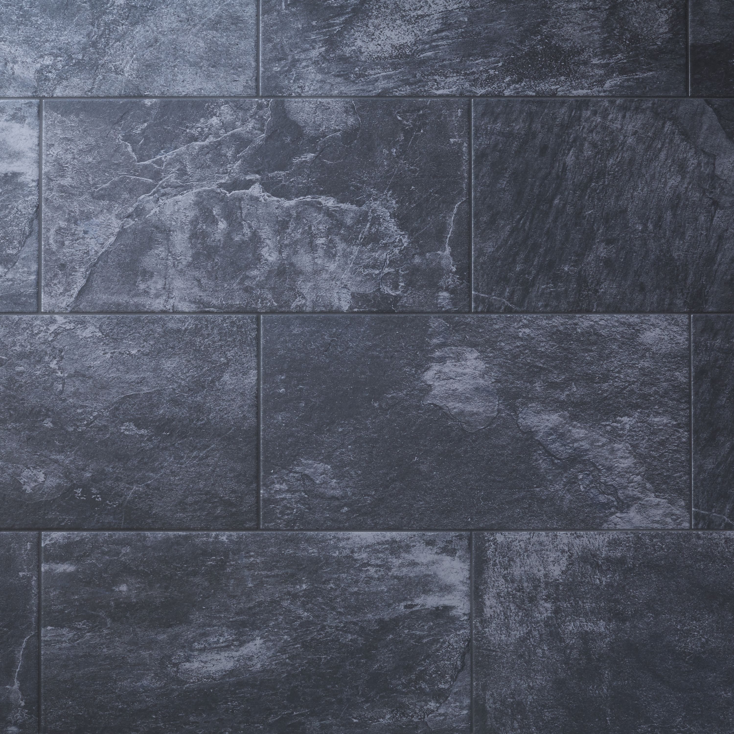 Shaded slate Anthracite Matt Porcelain Indoor Wall & floor Tile, Pack of 6, (L)300mm (W)600mm