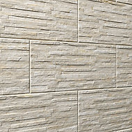 Shaded slate Beige Matt Stone effect 3D decor Porcelain Indoor Wall Tile, Pack of 6, (L)600mm (W)300mm