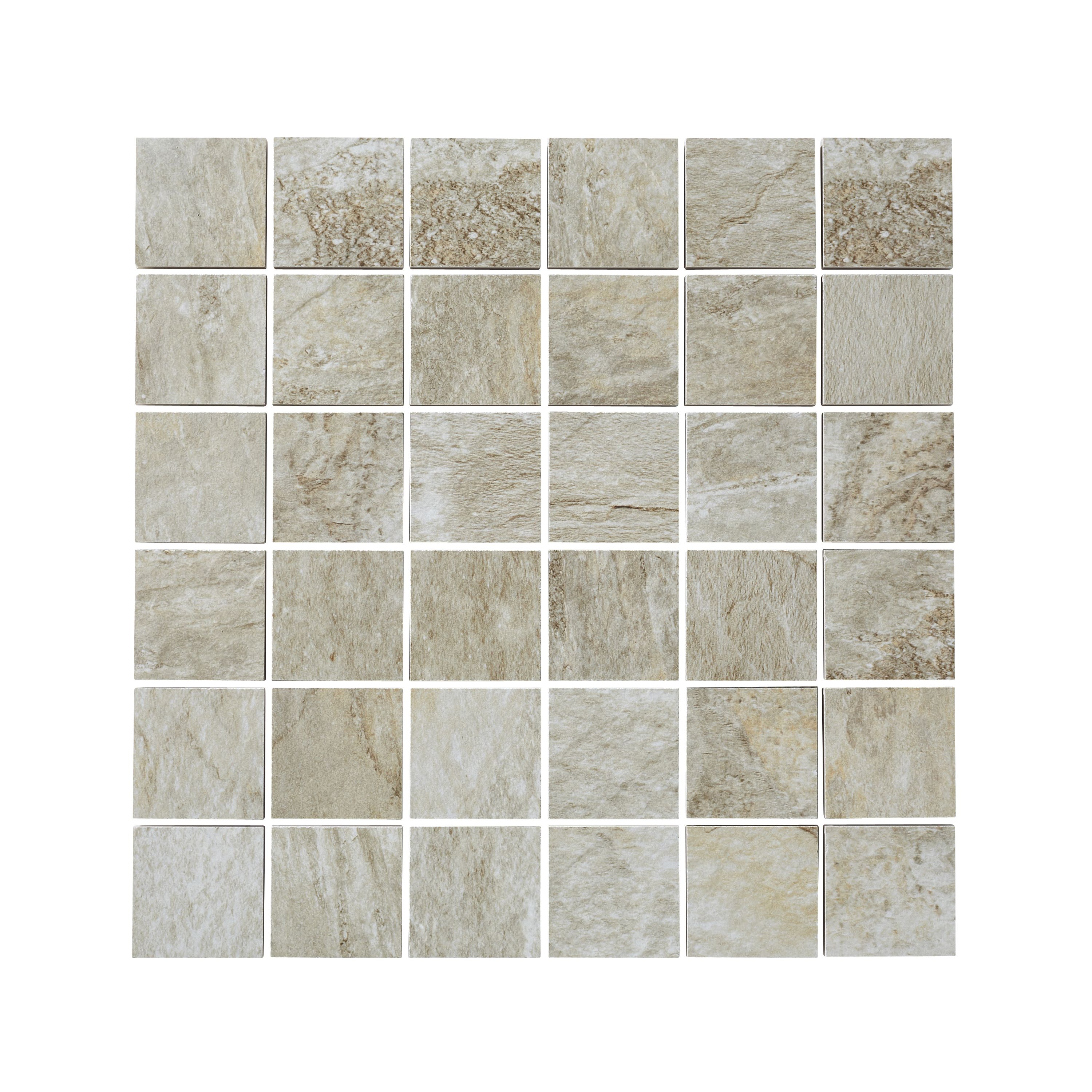 Shaded slate Beige Porcelain Mosaic tile, (L)300mm (W)300mm