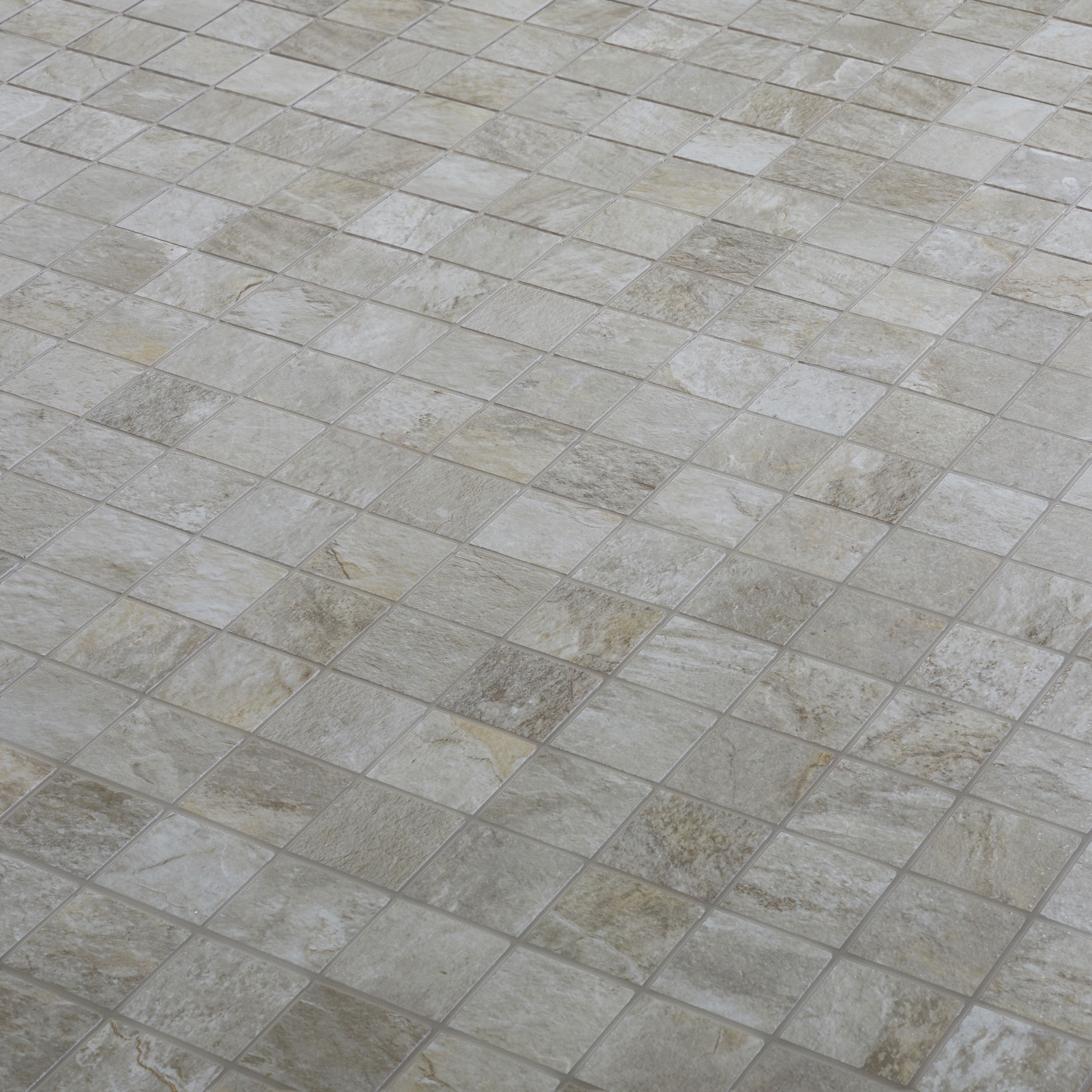 Shaded slate Beige Porcelain Mosaic tile, (L)300mm (W)300mm