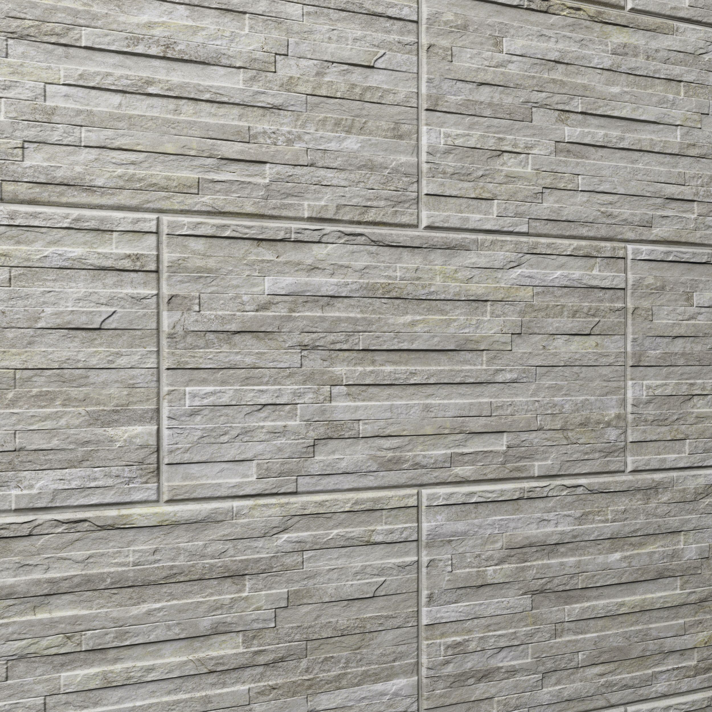 Shaded slate Grey Matt Split Face Porcelain Indoor Wall Tile Sample