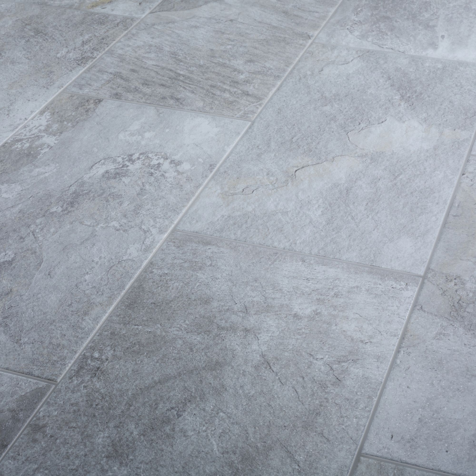 Shaded slate Grey Matt Stone effect Porcelain Wall & floor Tile, Pack of 6, (L)600mm (W)300mm