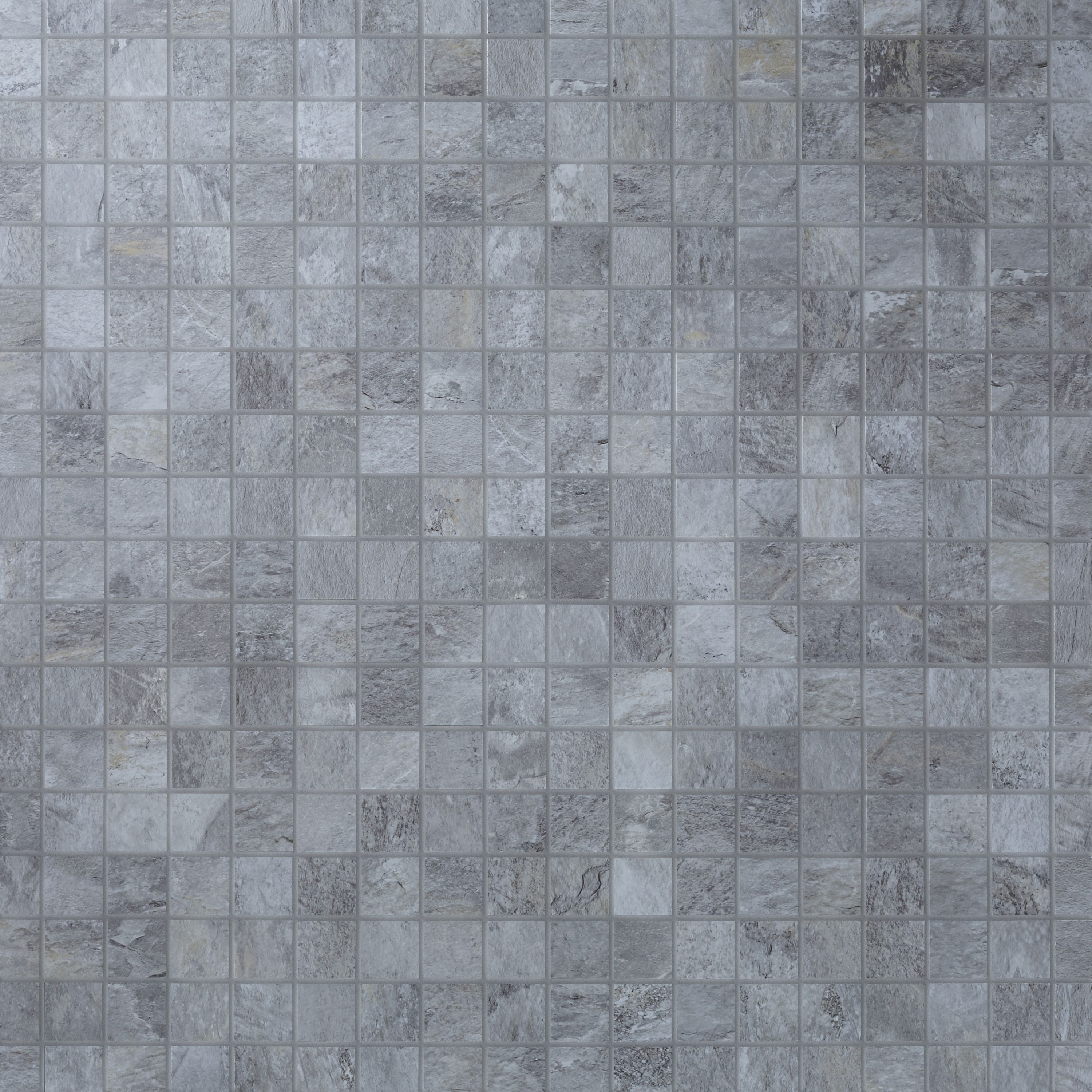 Shaded slate Grey Porcelain Mosaic tile sheet, (L)300mm (W)300mm