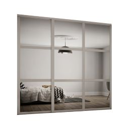 Shaker Contemporary Matt stone grey 3 panel Mirrored Sliding wardrobe door kit (H)2260mm (W)2592mm, Pack of 3