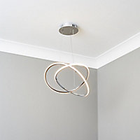 Shear Loop Chrome effect Pendant ceiling light, (Dia)410mm
