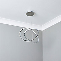 Shear Loop Chrome effect Pendant ceiling light, (Dia)410mm