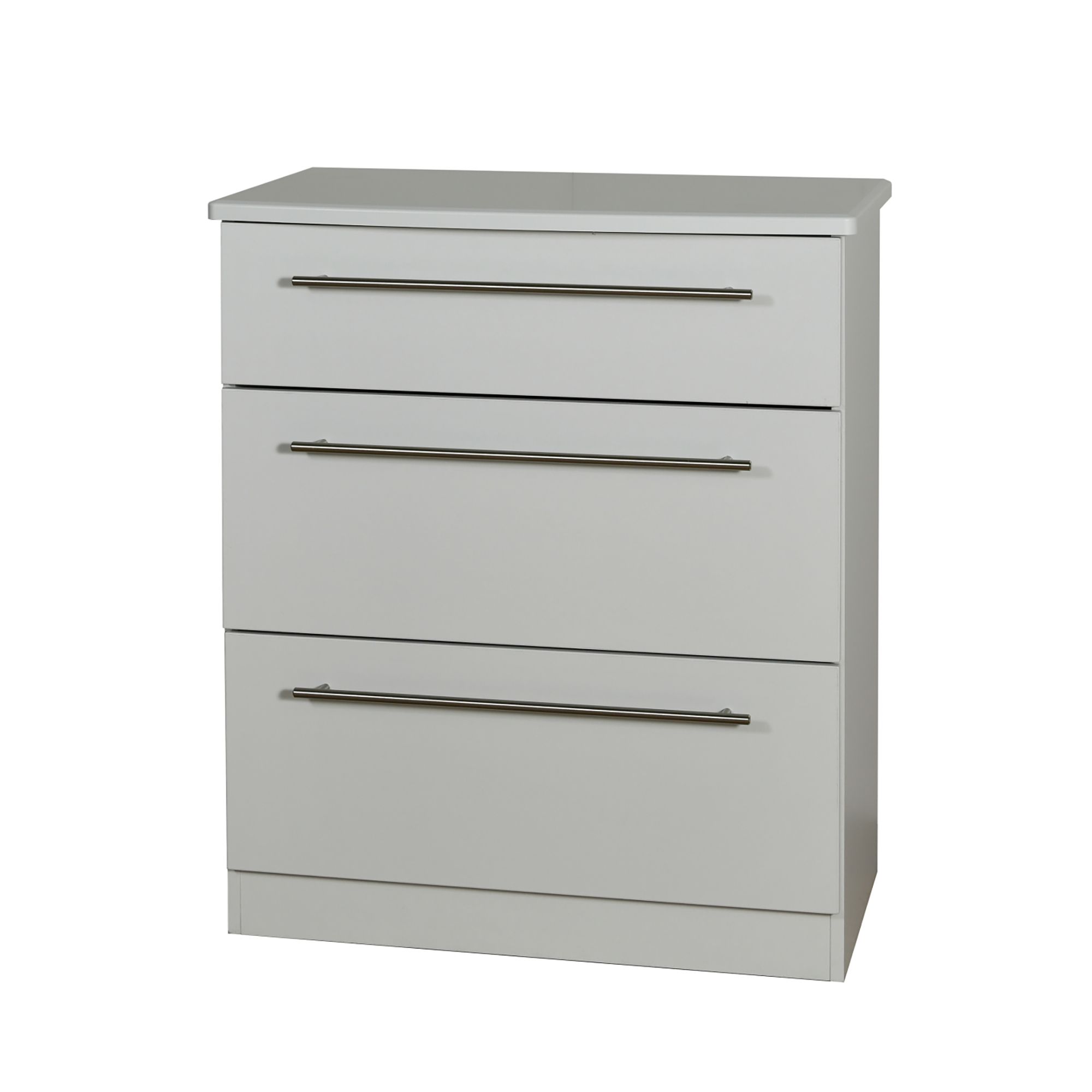 Sherwood Matt grey 3 Drawer Bedside chest (H)885mm (W)765mm (D)415mm