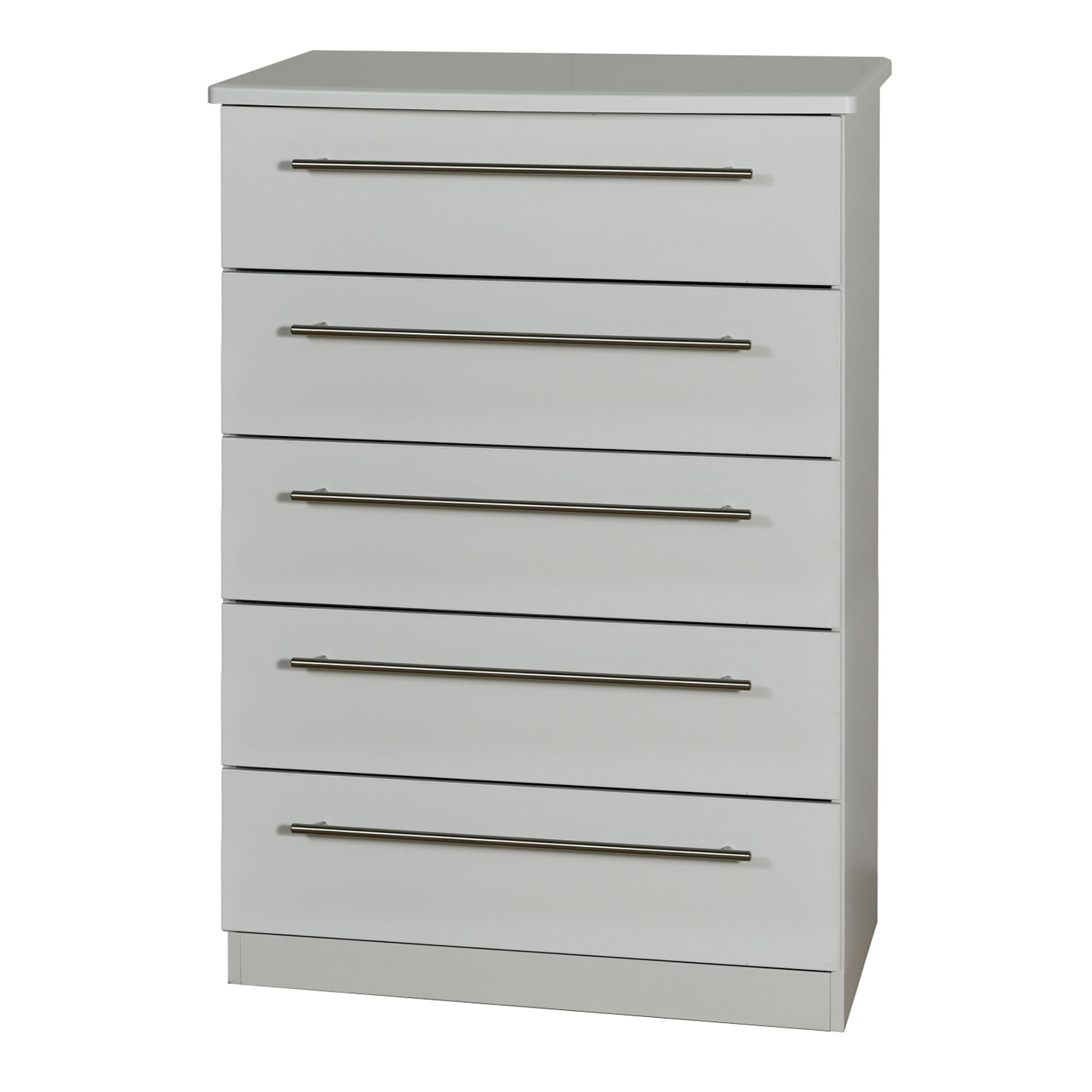 Sherwood Matt grey 5 Drawer Bedside chest (H)1075mm (W)765mm (D)415mm