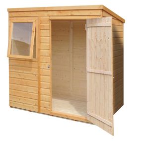 Shire 6x4 ft Pent Wooden Shed with floor & 1 window
