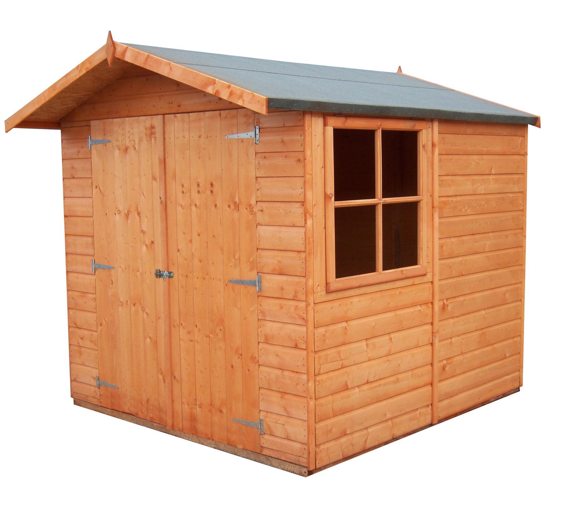 Shire Alderney 7x7 ft Apex Wooden 2 door Shed with floor & 1 window (Base included)