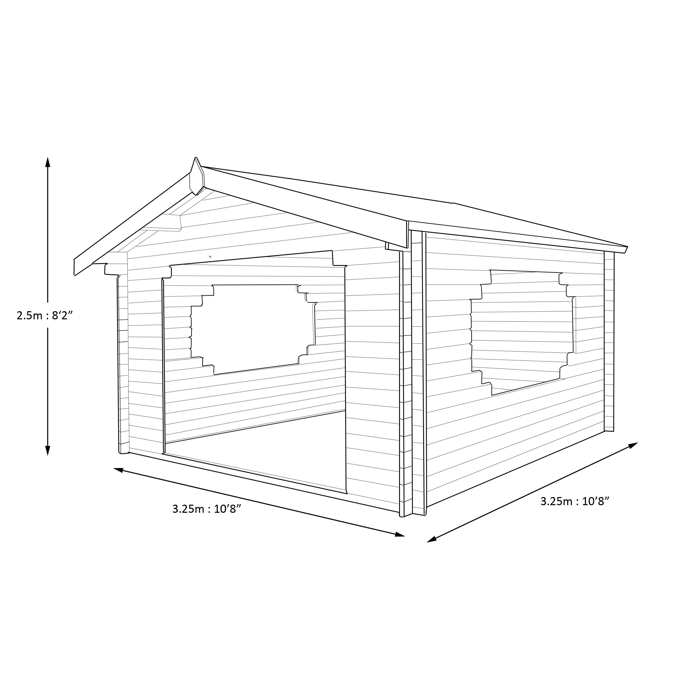 Shire Bere 11x11 ft Apex Tongue & groove Wooden Cabin with Felt tile roof