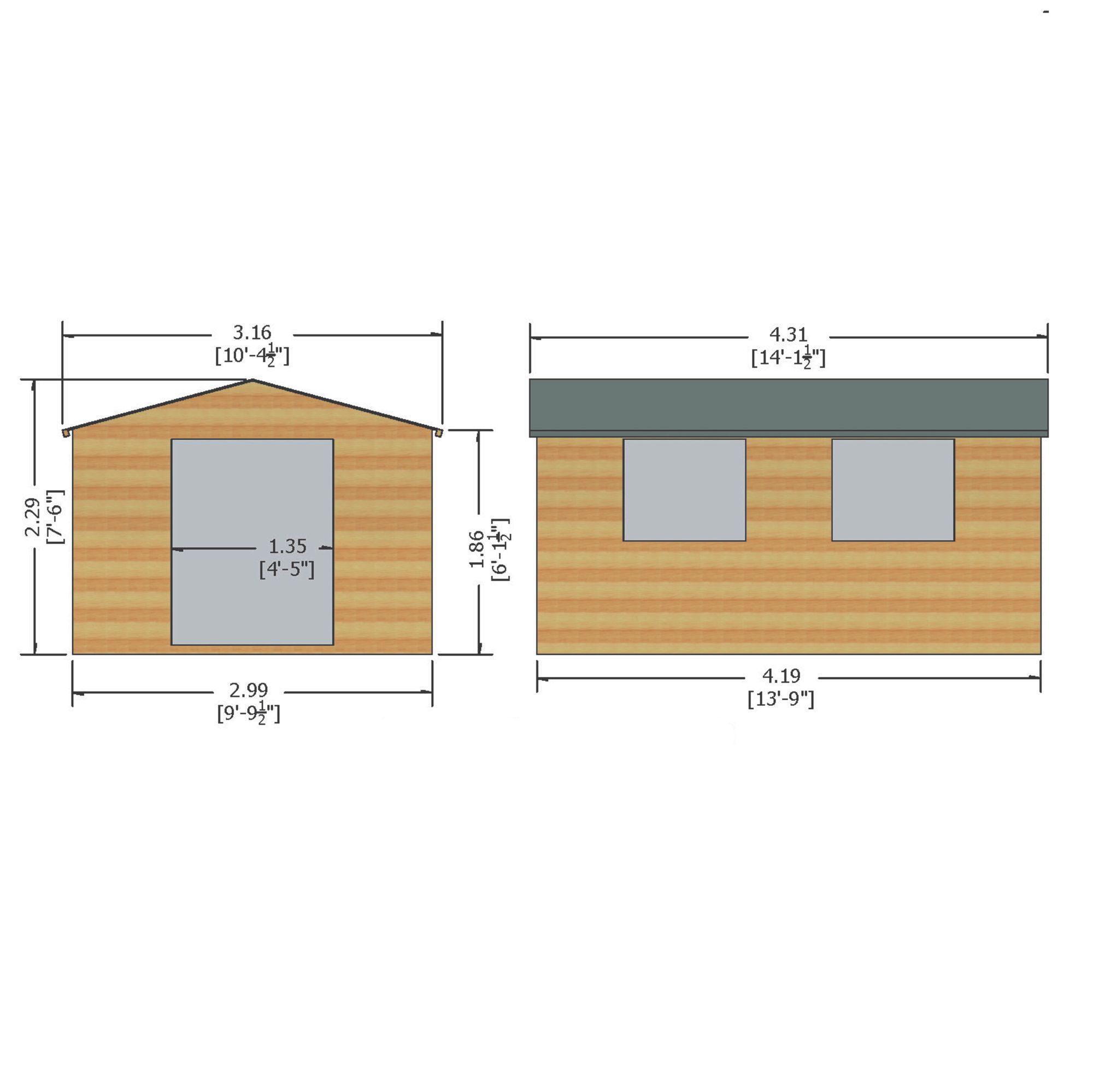 Shire Bison 14x10 Glass Apex Shiplap Wooden Workshop - Base not included