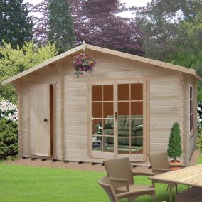 Shire Bourne 10x14 ft Toughened glass & 1 window Apex Wooden Cabin with Tile roof