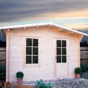 Shire Bucknells 10x10 ft Toughened glass & 1 window Apex Wooden Cabin with Tile roof - Assembly service included