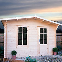 Shire Bucknells 10x10 ft Toughened glass Apex Tongue & groove Wooden Cabin with Tile roof