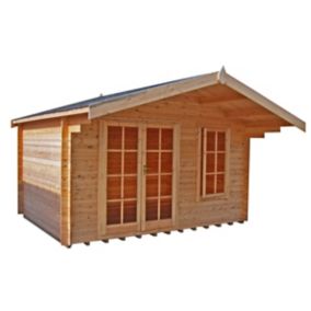 Shire Cannock 12x12 ft Toughened glass & 1 window Apex Wooden Cabin with Felt tile roof