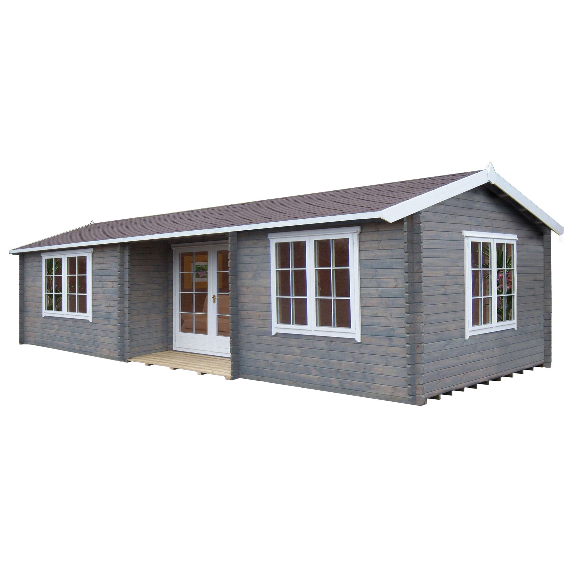 Shire Elveden Toughened glass Apex Tongue & groove Wooden Cabin with Felt tile roof
