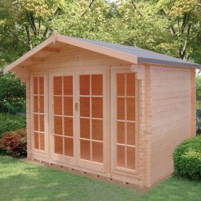 Shire Epping 10x10 ft Toughened glass & 2 windows Apex Wooden Cabin with Tile roof - Assembly service included