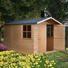 Shire Guernsey 10x7 Apex Shiplap Honey brown Wooden Shed (Base included)