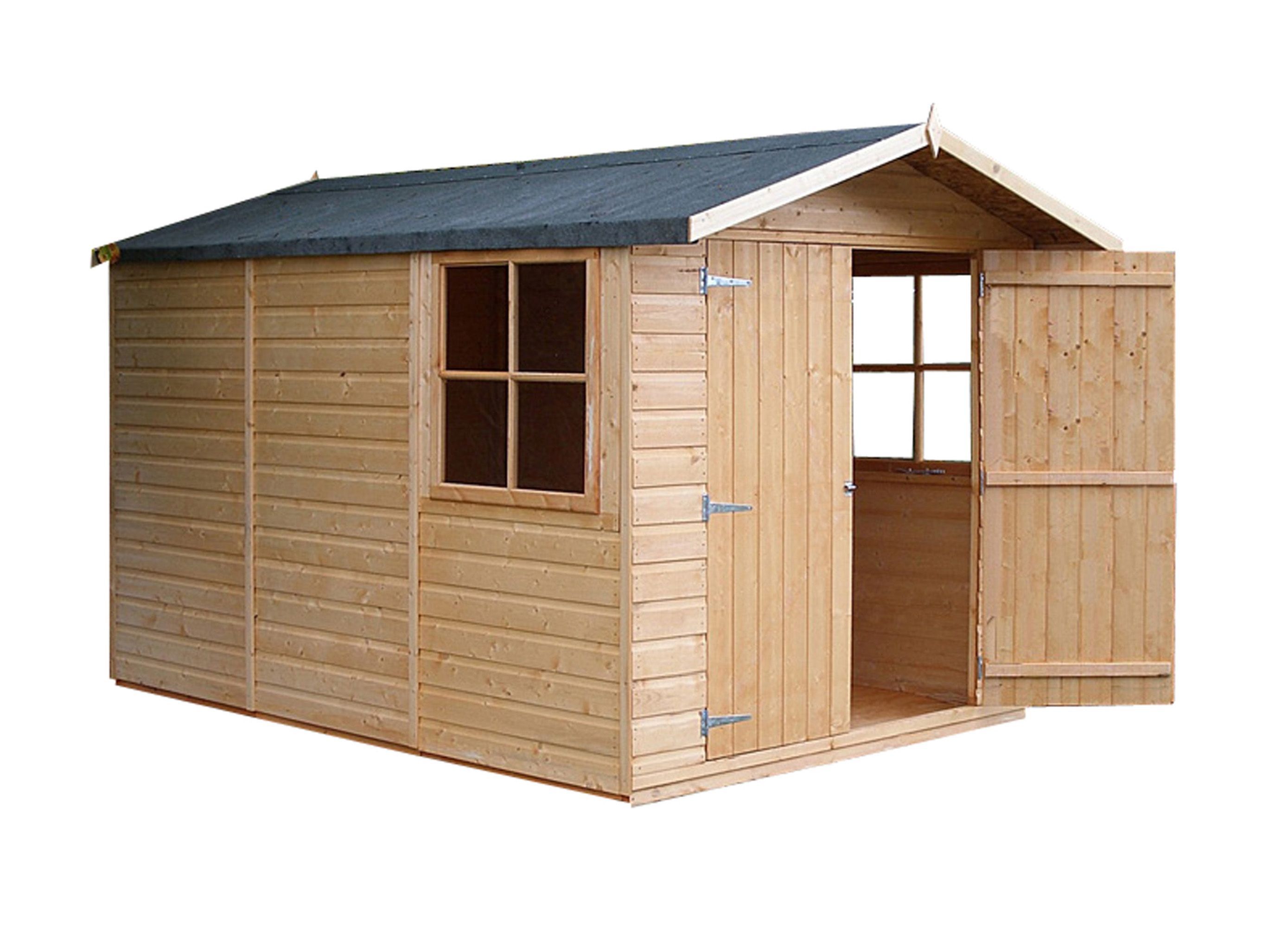 Shire Guernsey 7x10 ft Apex Wooden 2 door Shed with floor & 2 windows - Assembly service included