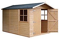Shire Guernsey 7x10 ft Apex Wooden 2 door Shed with floor & 2 windows (Base included)