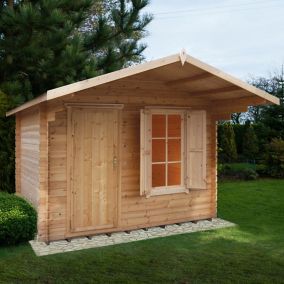 Shire Hopton 10x10 ft Toughened glass & 1 window Apex Wooden Cabin with Tile roof