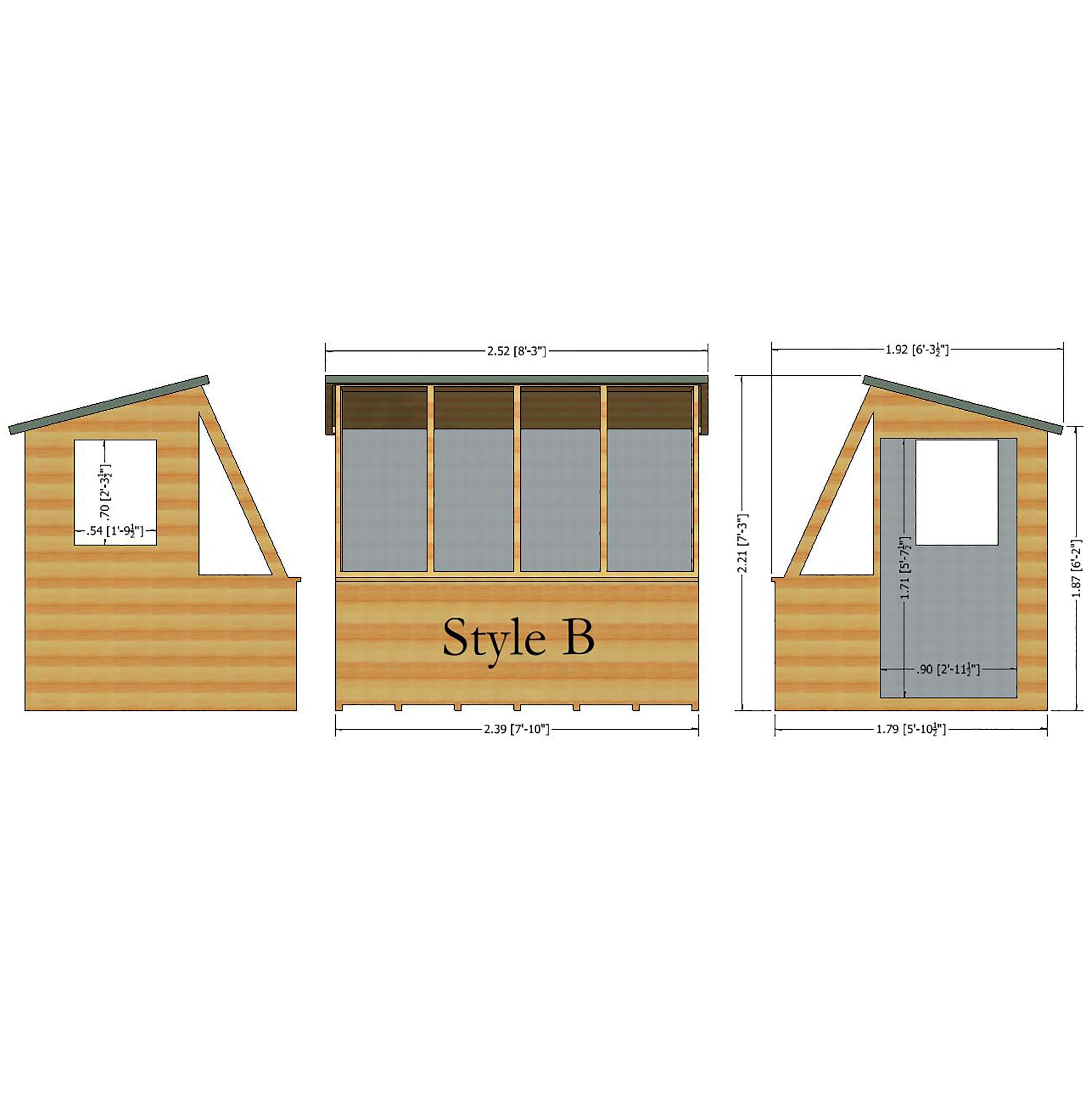 Shire Iceni 8x6 ft Pent Wooden Shed with floor & 5 windows