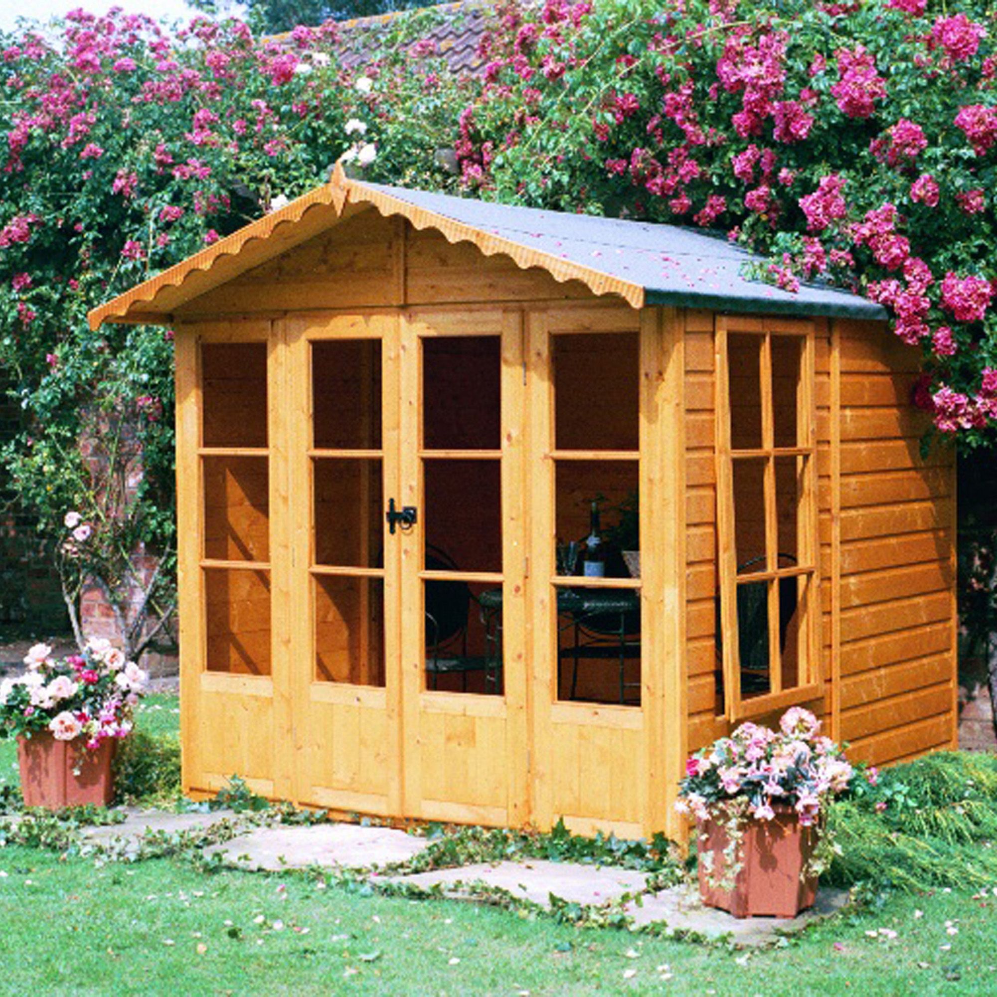 Shire Kensington 7x7 ft Toughened glass & 2 windows Apex Wooden Summer house - Assembly service included