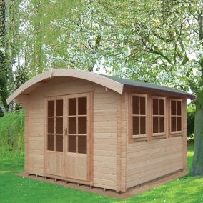 Shire Kilburn 10x14 ft Toughened glass & 3 windows Curved Wooden Cabin